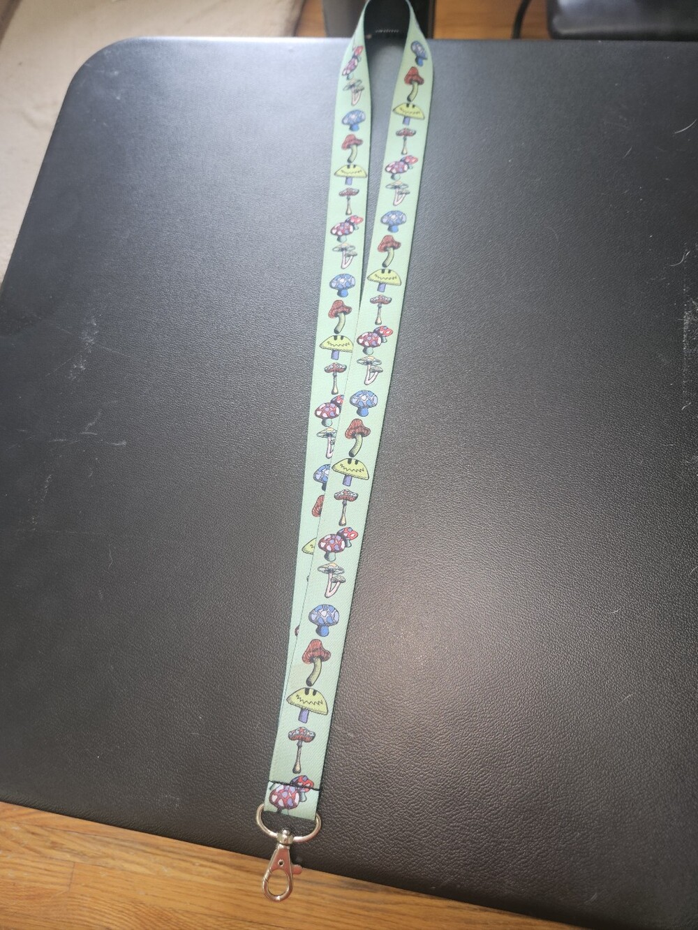 Mushroom Print Lanyard - 20" Long Mint Green